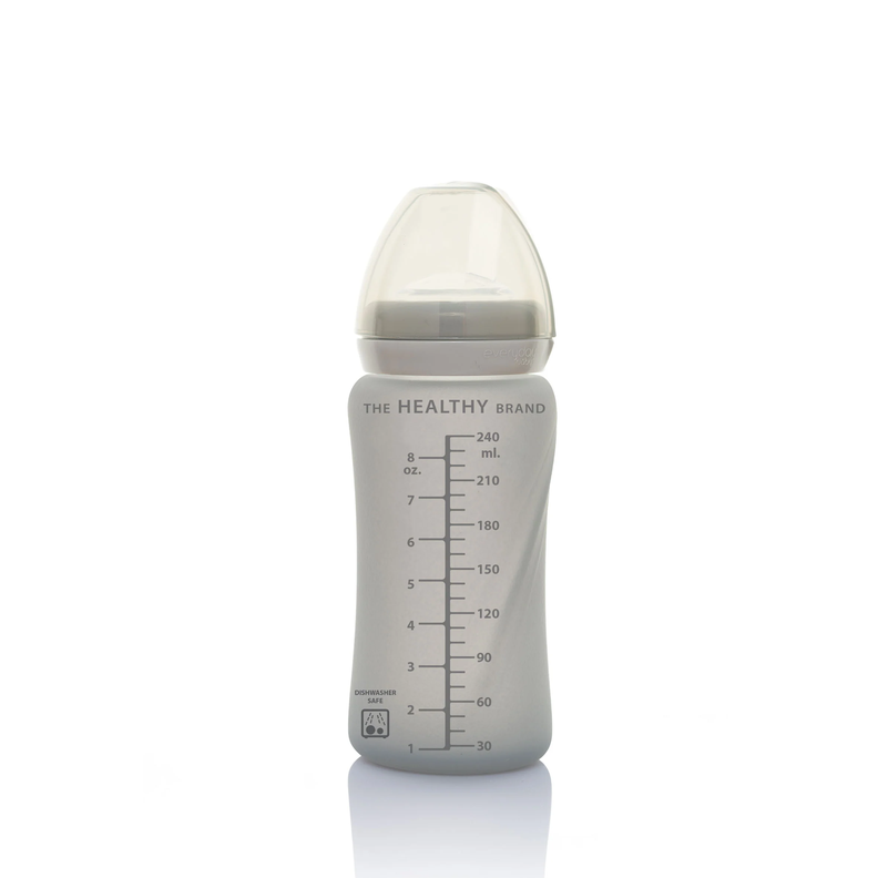 Mamadera De Vidrio Con Bombilla 240 ML Gris-2