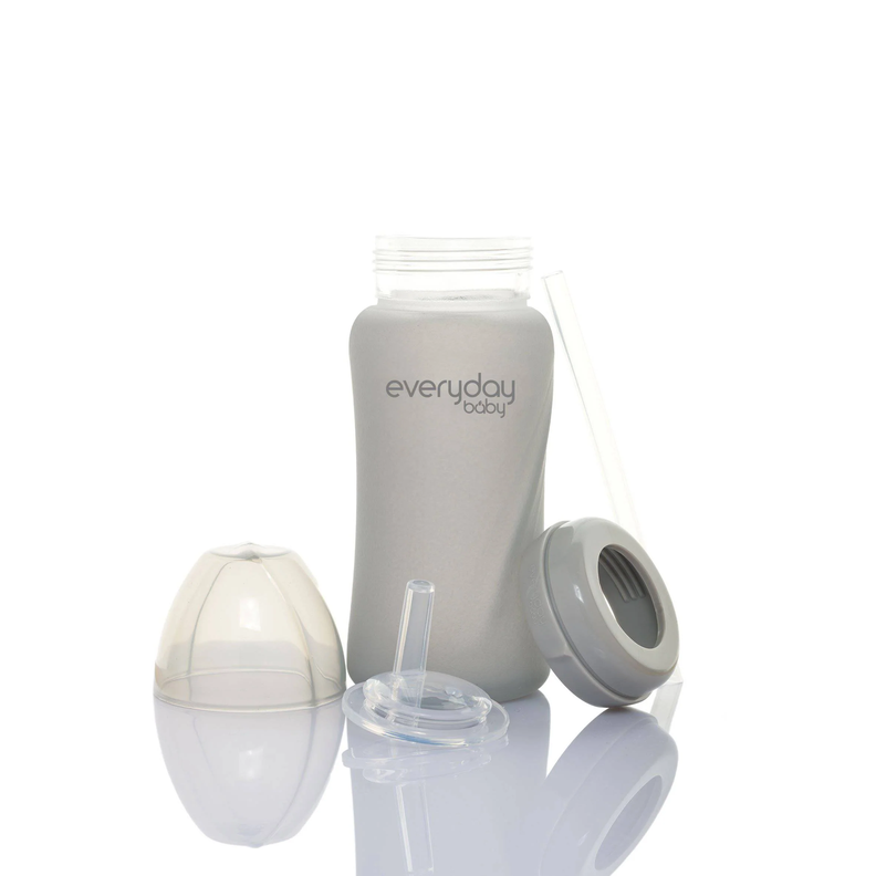 Mamadera De Vidrio Con Bombilla 240 ML Gris-1