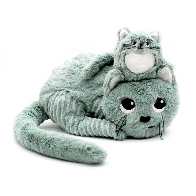 Peluche Gato Miaou Mamá Y Bebé - Menta-0