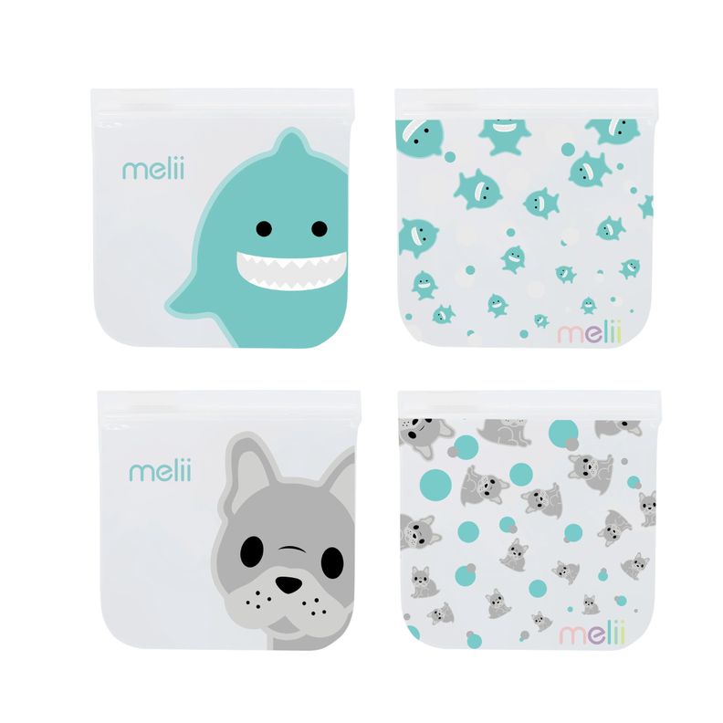Pack de 4 Bolsas Reutilizables Para Snacks Bulldog-Tiburón-0