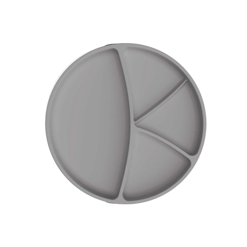 Plato De Silicona Con Ventosa Gris New-0