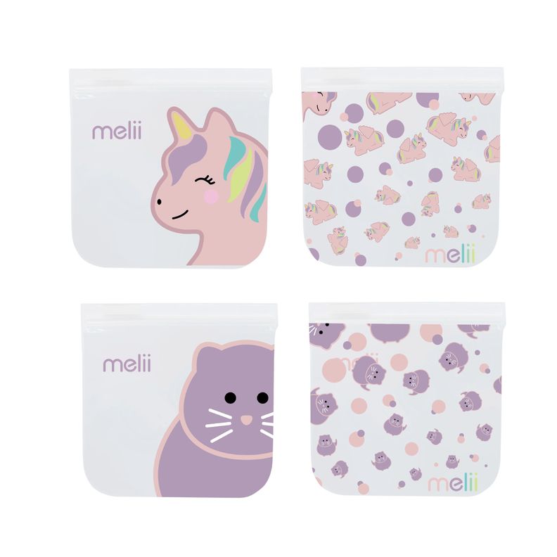 Pack de 4 Bolsas Reutilizables Para Snacks Gato-Unicornio-0