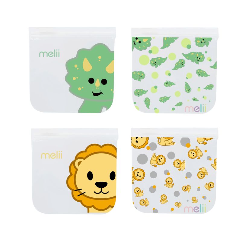 Pack de 4 Bolsas Reutilizables Para Snacks Dino-Leon-0