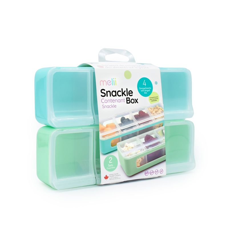 Pack De 2 Contenedores De 4 Compartimientos Verde Y Turquesa-0