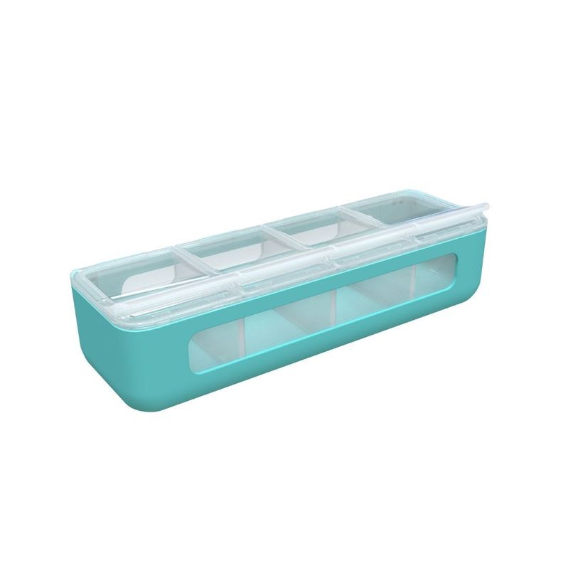 Pack De 2 Contenedores De 4 Compartimientos Verde Y Turquesa-1