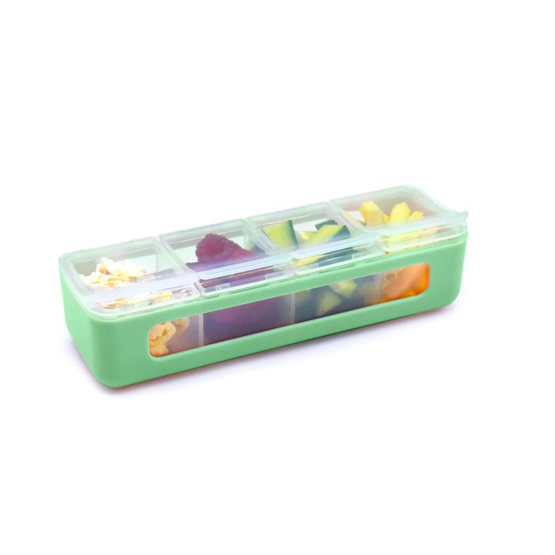 Pack De 2 Contenedores De 4 Compartimientos Verde Y Turquesa-3
