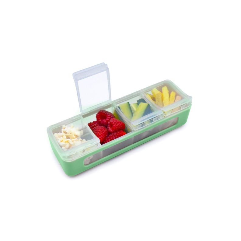 Pack De 2 Contenedores De 4 Compartimientos Verde Y Turquesa-4