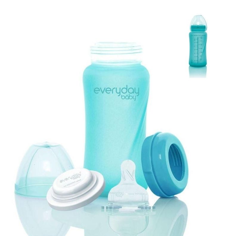 Mamadera De Vidrio Termosensible 240ml Turquesa-3