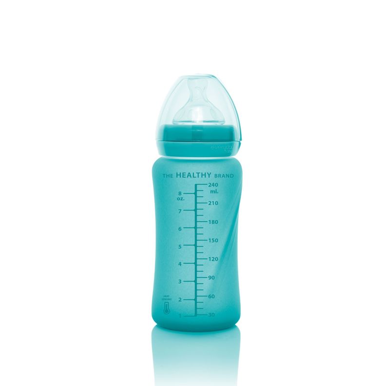 Mamadera De Vidrio Termosensible 240ml Turquesa-4