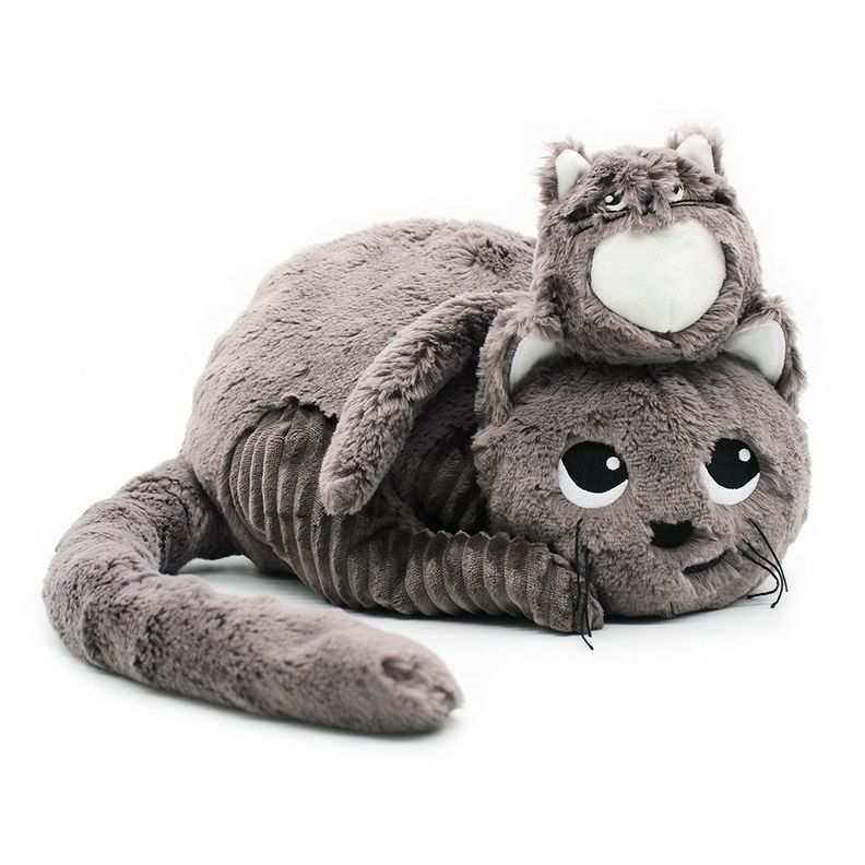 Peluche Gato Miaou Mamá Y Bebé - Gris-0