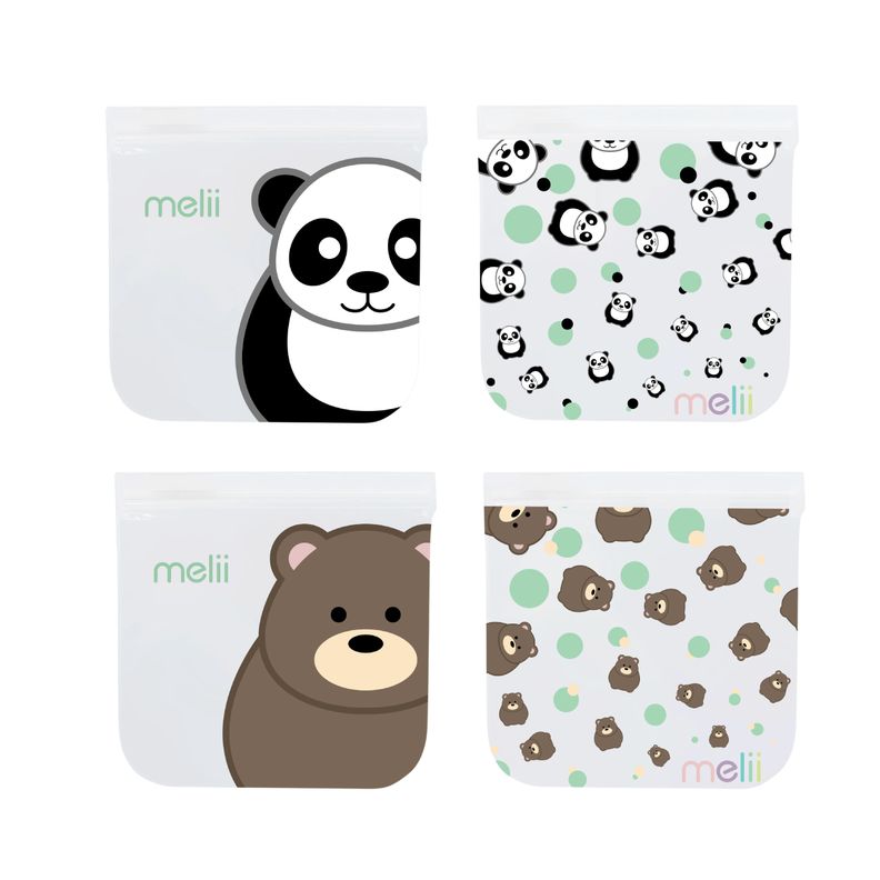 Pack de 4 Bolsas Reutilizables Para Snacks Panda-Oso-0