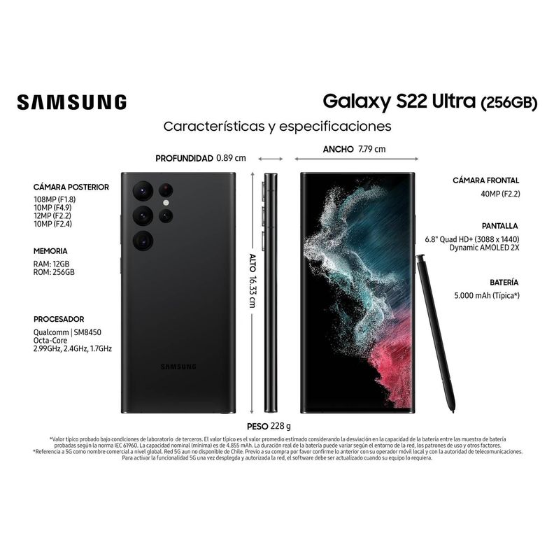 Samsung Galaxy S22 Ultra 5G 256GB - Reacondicionado - Negro-1