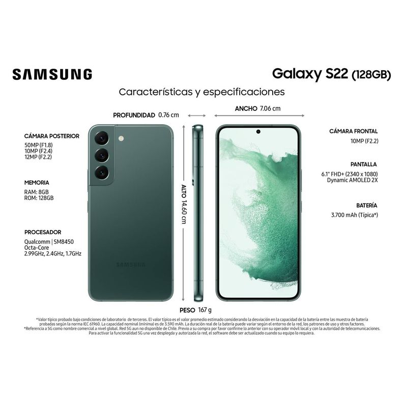 Samsung Galaxy S22 5G 128GB - Verde - Reacondicionado-1