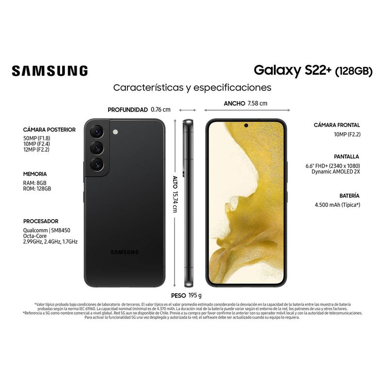 Samsung Galaxy S22 Plus 5G 128GB - Negro - Reacondicionado-1