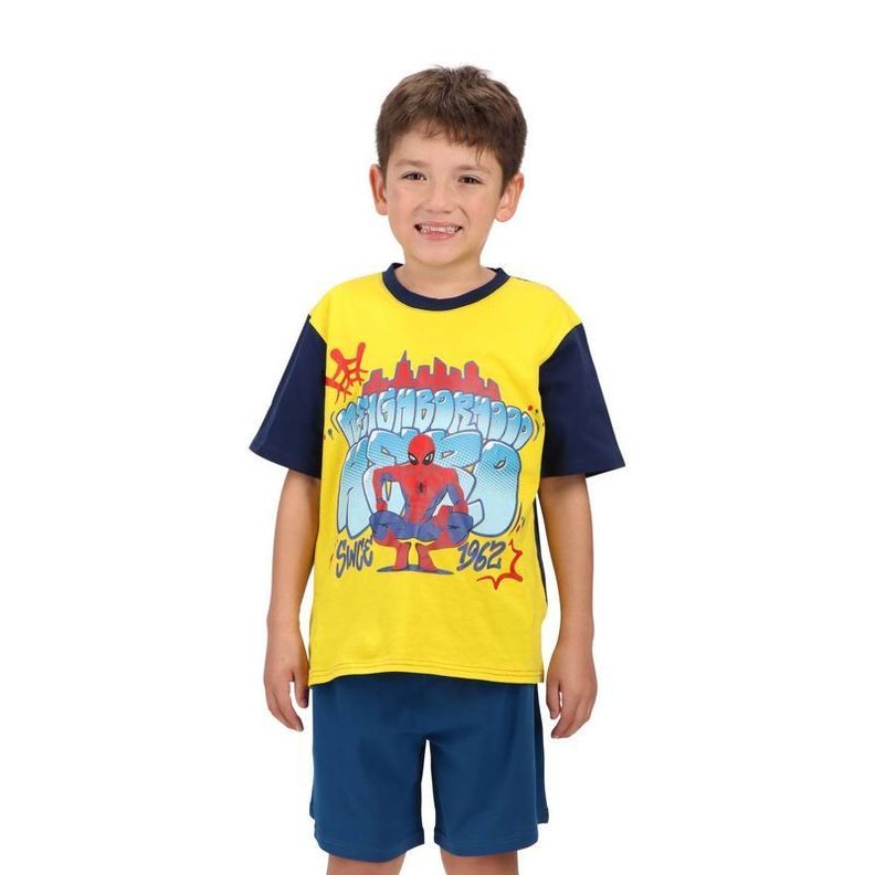 Pijama Niño Sipiderman 8 y 10 Corto Short + Polera Mota