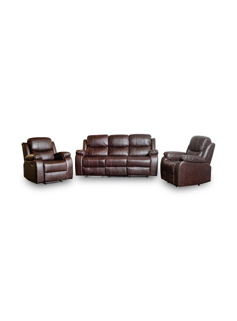 Pack Berger reclinable 3 cuerpos mas dos sofas de  cuerpo ( 3+1+1) color Brown dark-0