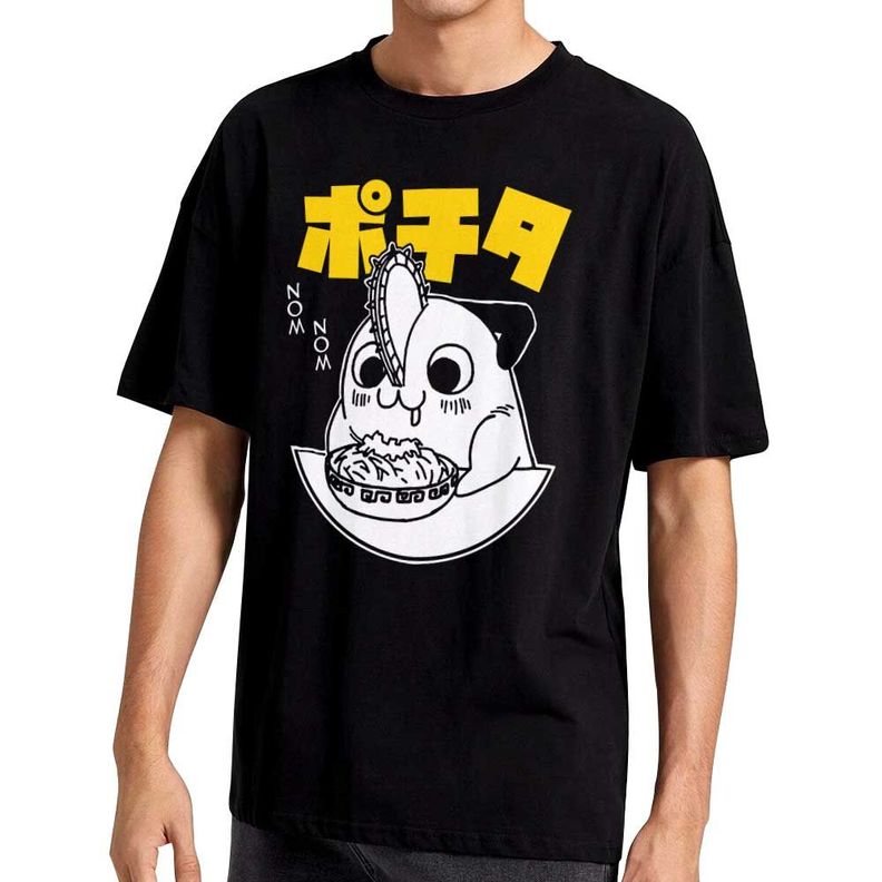 POLERA ESTAMPADA CHAINSAWMAN POCHITA COMIENDO ANIME-0