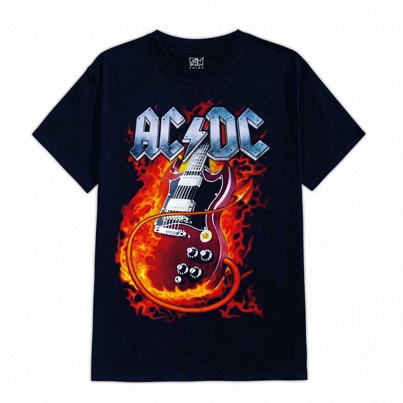 POLERA ESTAMPADA AC DC GUITARRA EN LLAMAS-0