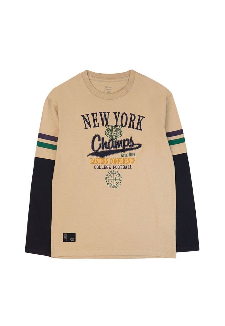 Polera jr nino doble manga squad 330v Beige 8