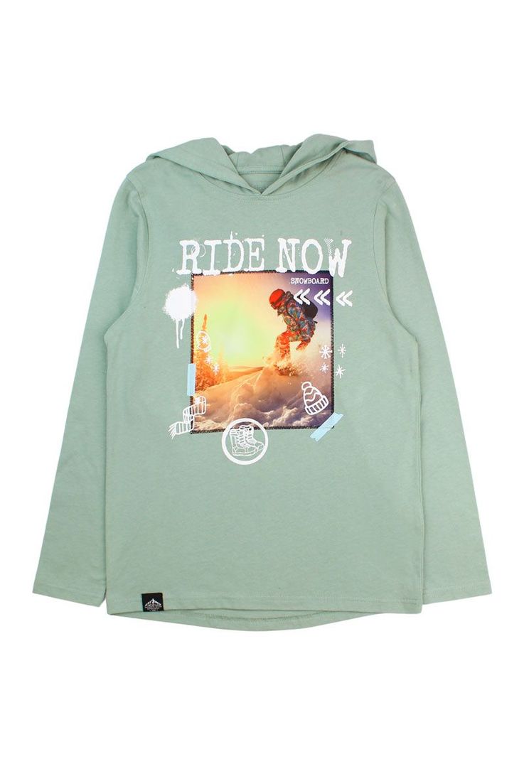 Polera junior nino c/ capucha arctic 329 W24b Verde [ 300 ] 8 anos
