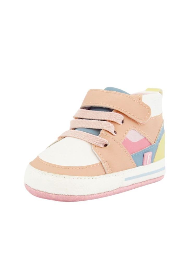 Zapatilla caña velcro elástico new born niña 802-1