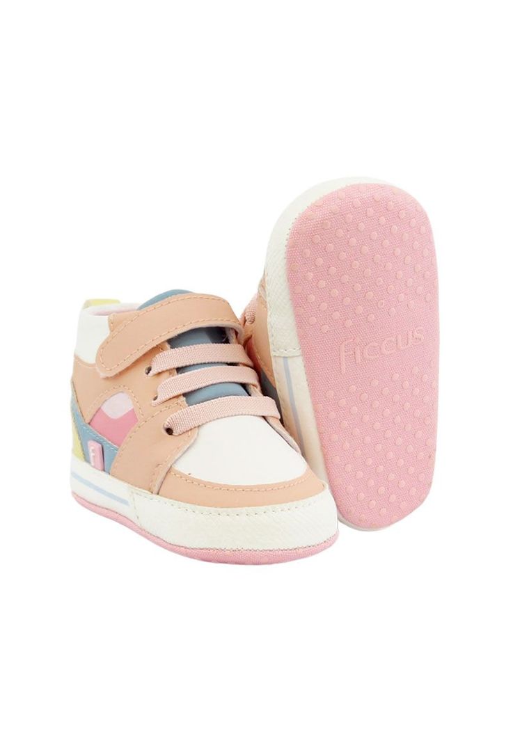Zapatilla caña velcro elástico new born niña 802-3