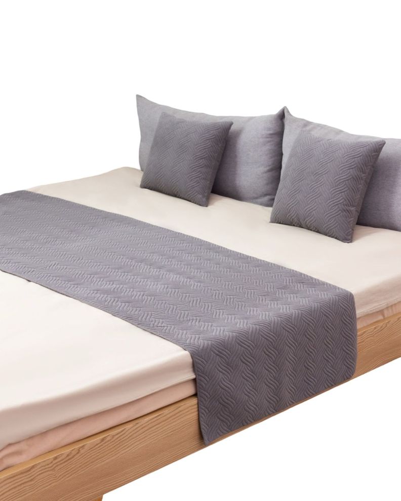 PIECERA DE CAMA DECORATIVA MODELO PLUSH GRIS-1