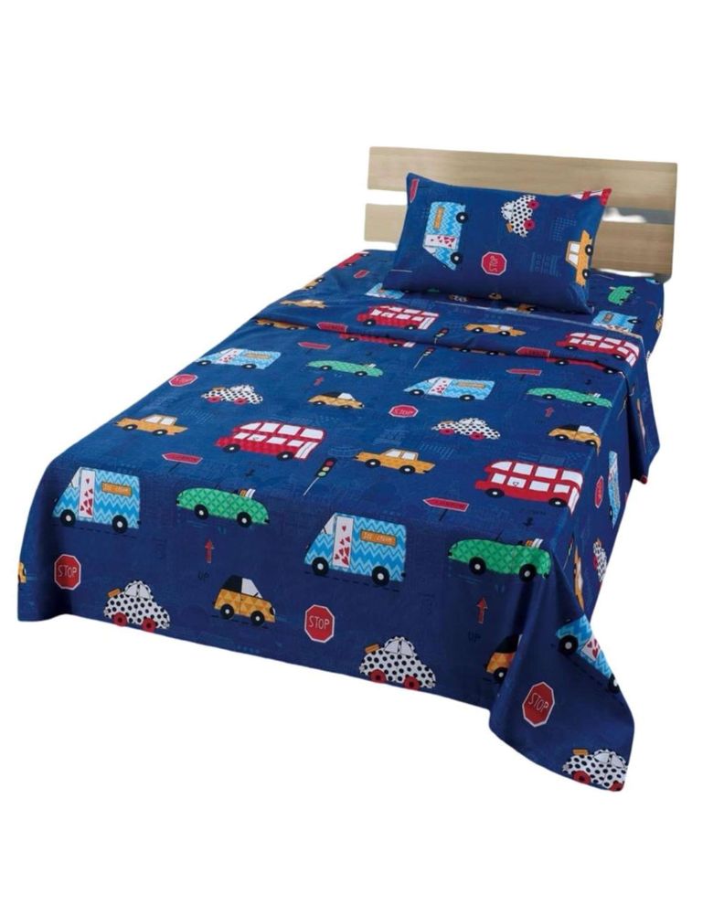 Juego de Sabanas de verano Autitos niño Infantil 1 plaza MAS 1 ALMOHADA