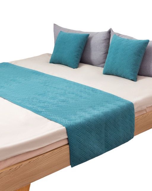 JUEGO DE PIECERA DE CAMA CON 2 FUNDAS MODELO PLUSH TURQUESA-2
