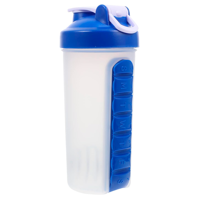 Botella De Agua 600ml + Pastillero Organizador Semanal Azul-0