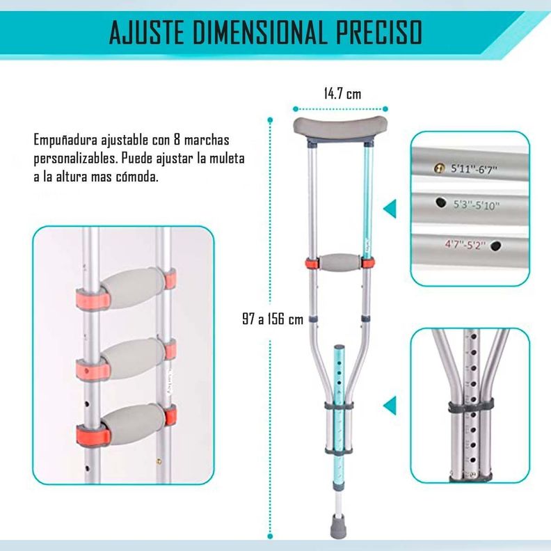 Par Muletas Ortopédicas Altura Regulable Plegables-2