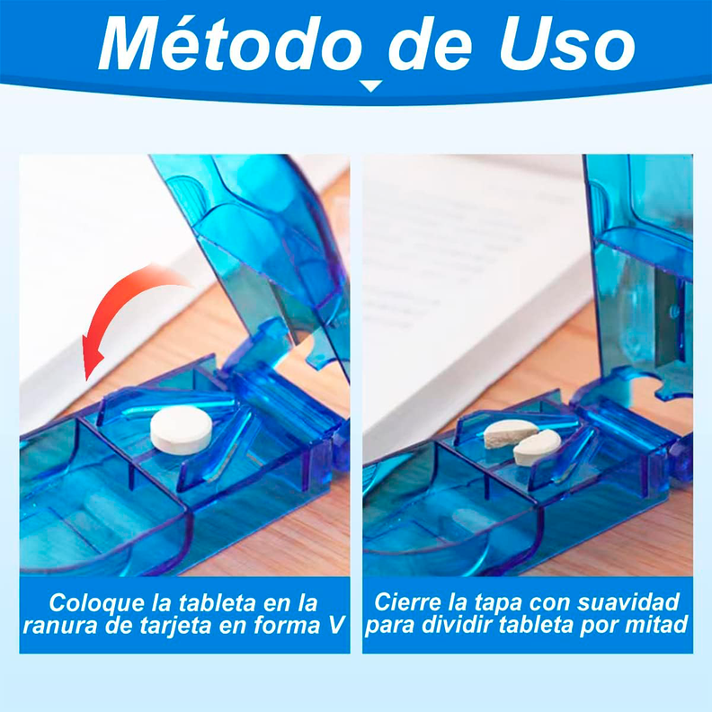 Pastillero Organizador Cortador Divisor Dosificador Pastilla Azul-1