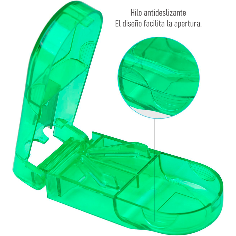 Pastillero Organizador Cortador Divisor Dosificador Pastilla Verde-1