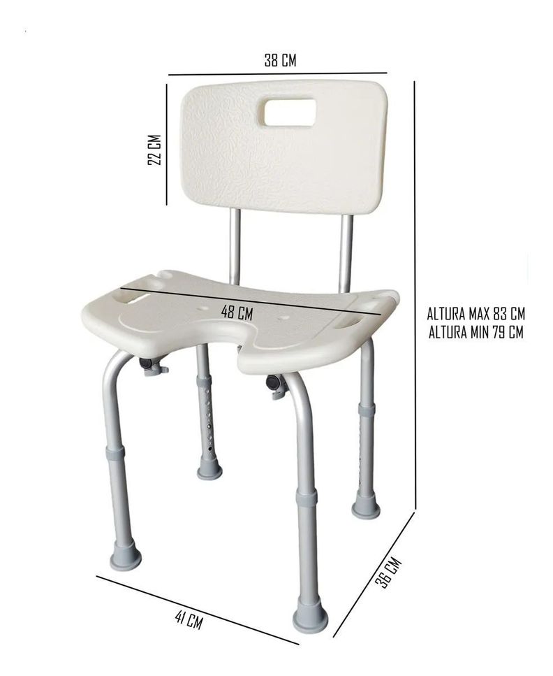 Silla De Ducha Con Rebaje Respaldo Altura Ajustable Aluminio-1