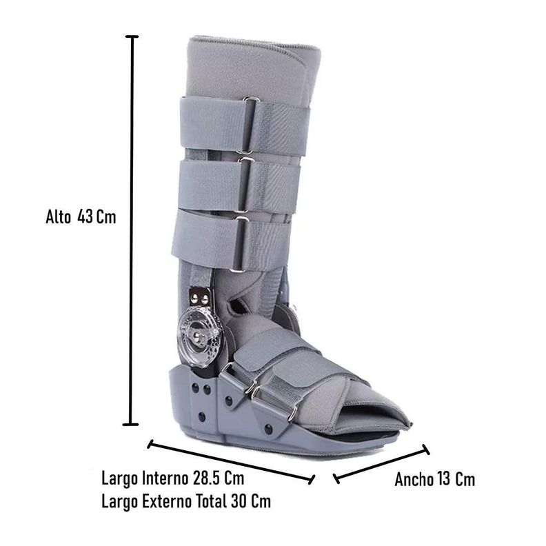 Bota Ortopedica Larga Gris Con Rom Angulo Regulable Talla L-2