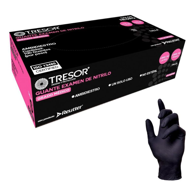 Guantes De Nitrilo Negro Sin Polvo Talla M 100 Unds-1
