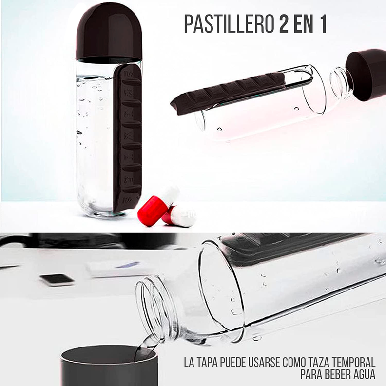 Botella De Agua Pastillero Organizador Pastilleros Semanales-1