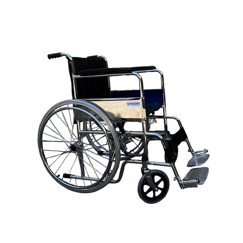 Silla De Ruedas, Ruedas Macizas, Plegable Cromada Oneder-0