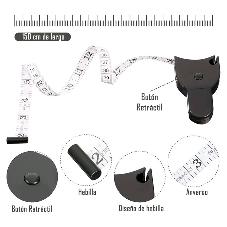 Cinta O Huincha Para Medir Perimetro Corporal Retractil-3