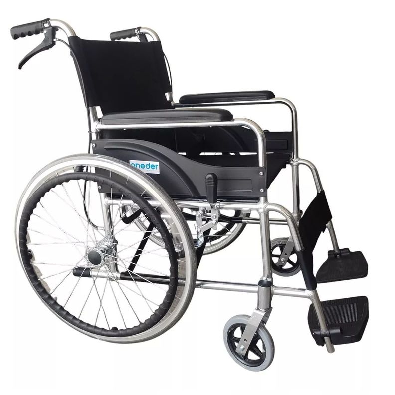 Silla De Ruedas Aluminio Liviana Plegable Doble Freno Oneder-0