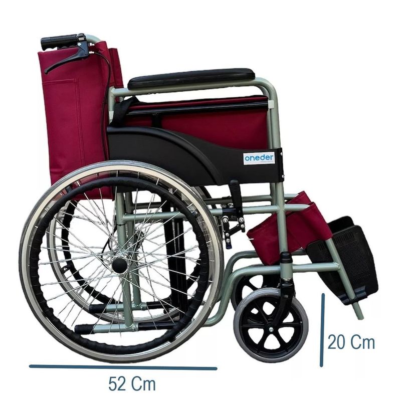 Silla De Ruedas, Ruedas Macizas, Plegable Doble Freno Oneder-1