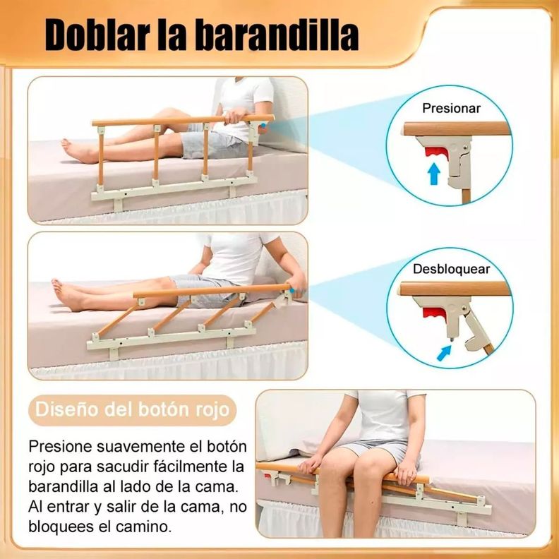 Baranda Cama Lateral Anti Caída Para Adulto Mayor Plegable-2