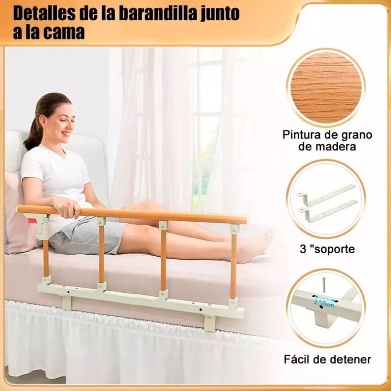 Baranda Cama Lateral Anti Caída Para Adulto Mayor Plegable-3