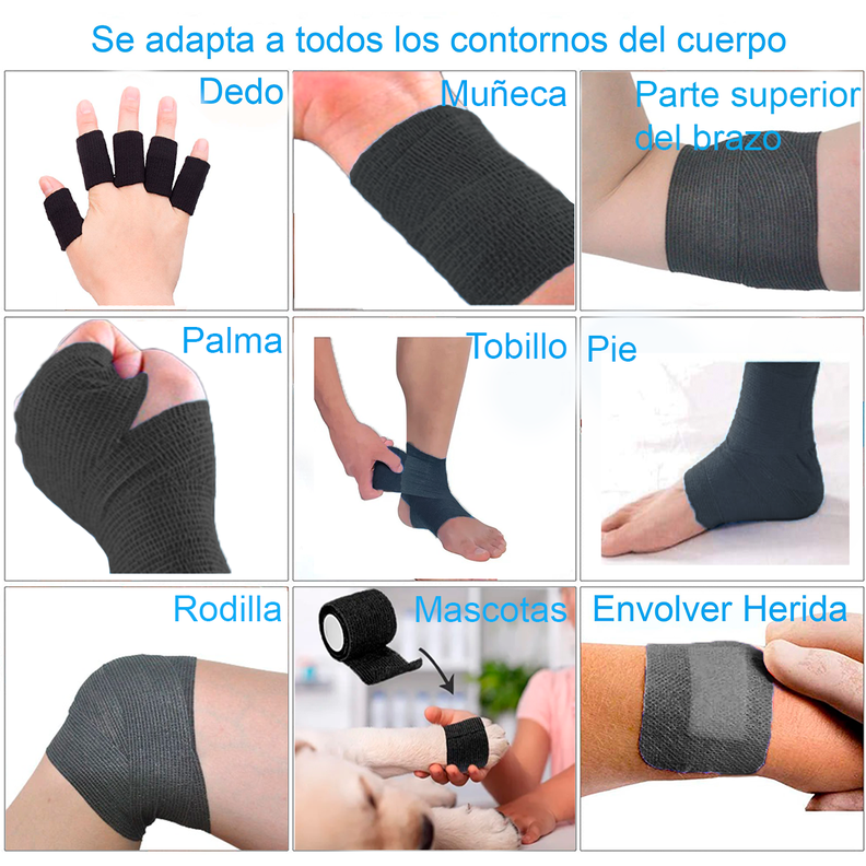 Venda Autoadherente Compatible Con Coban 10cm X 4.5mt- 1 Und Negro-1