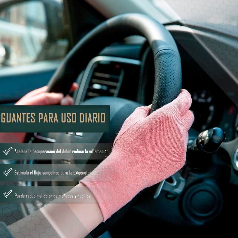 Guantes De Compresión Artritis Artrosis Tenditis Rosado L-2