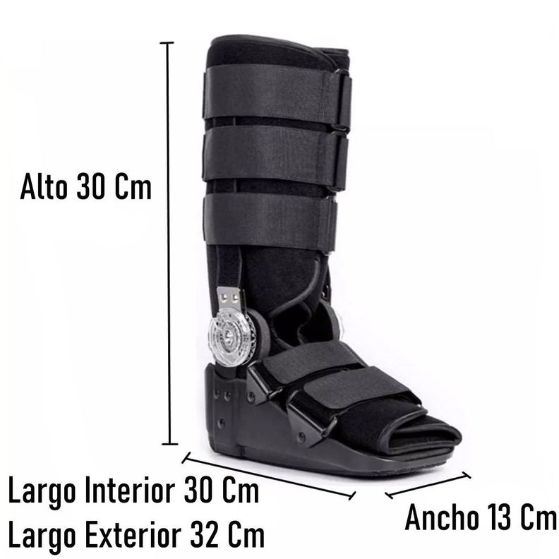 Bota Ortopedica Larga Negra Con Rom Angulo Regulable XL-1