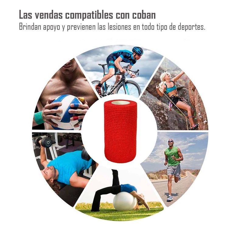 Venda Autoadherente Compatible Coban 10cm X 4.5mt-1 Und Rojo-1