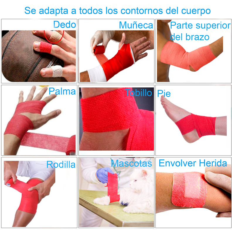 Venda Autoadherente Compatible Coban 10cm X 4.5mt-1 Und Rojo-2