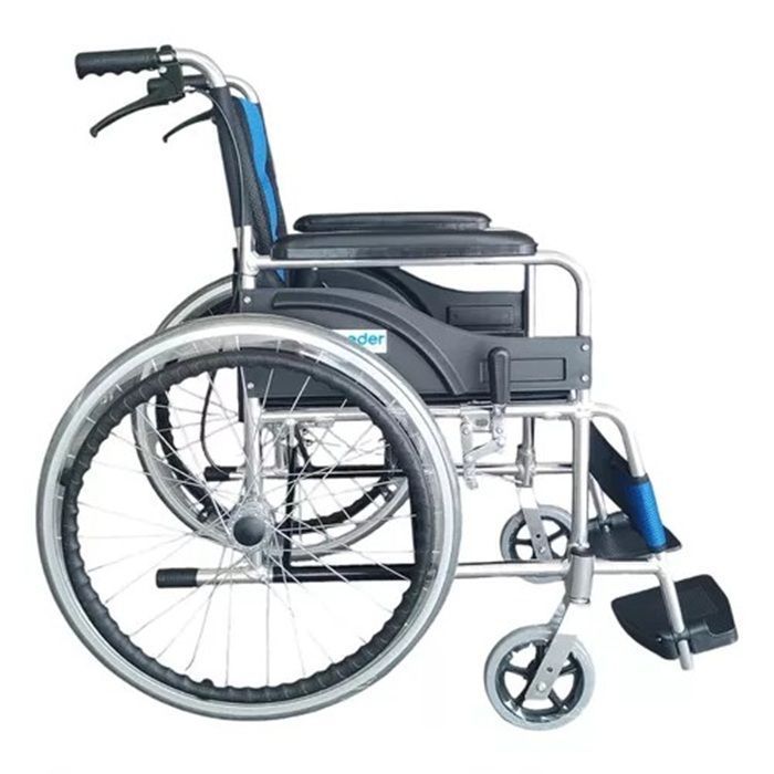 Silla De Ruedas Aluminio Plegable Doble Freno Con Cinturón-2