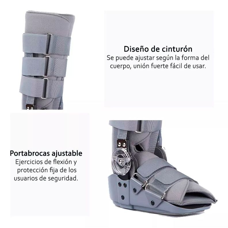 Bota Ortopedica Larga Gris Con Rom Angulo Regulable Talla XL-3
